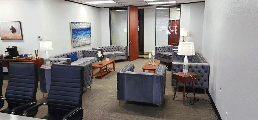 Buffalo Conference Room whiteboard and spacious windows in San Antonio
