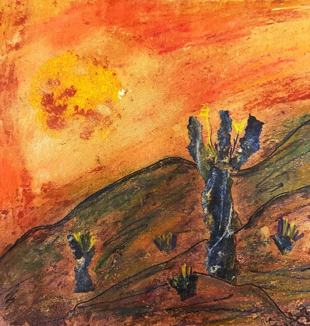 Cacti At Sunset — original artwork by Jo Etta Jupe